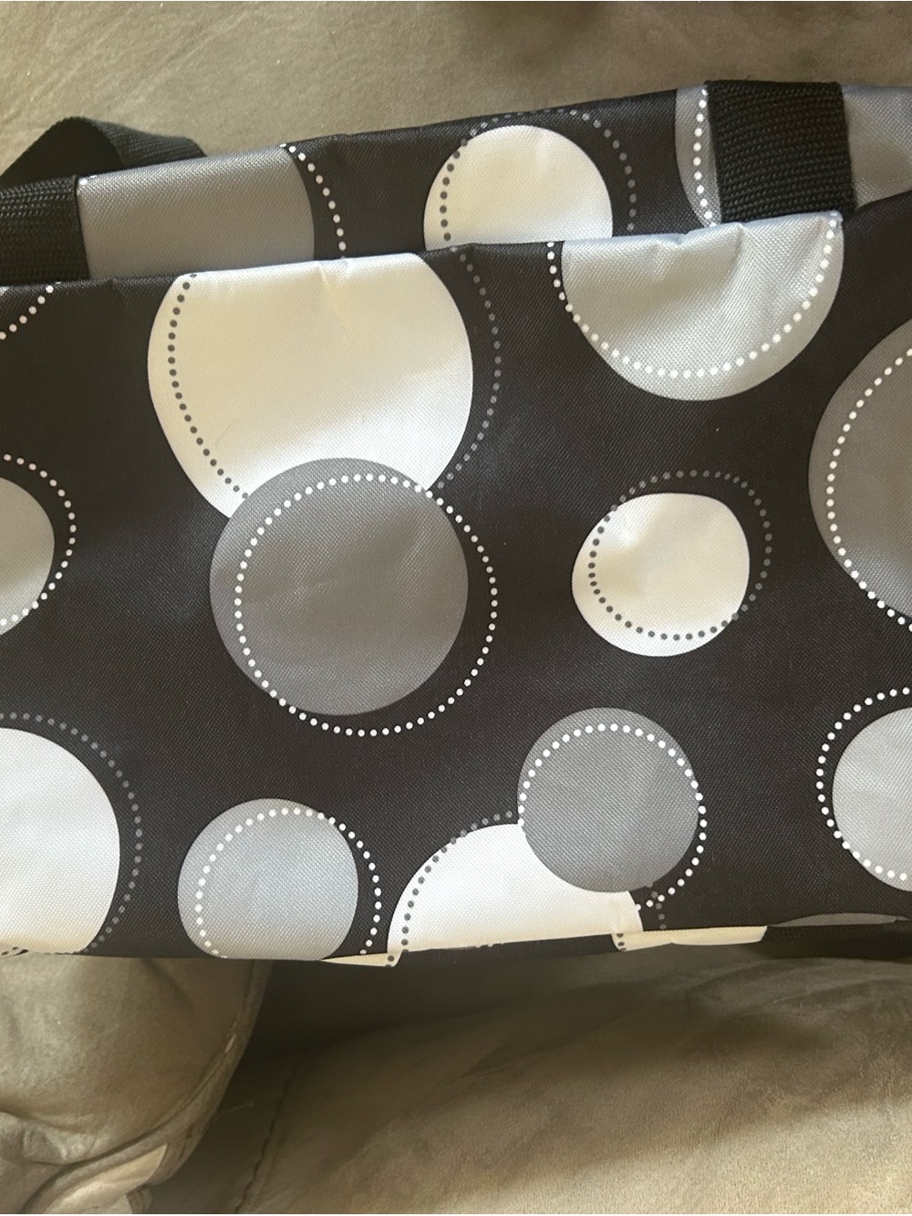 thirty-one Black Tote with White and Gray Dot Pattern - Picture 3 of 4